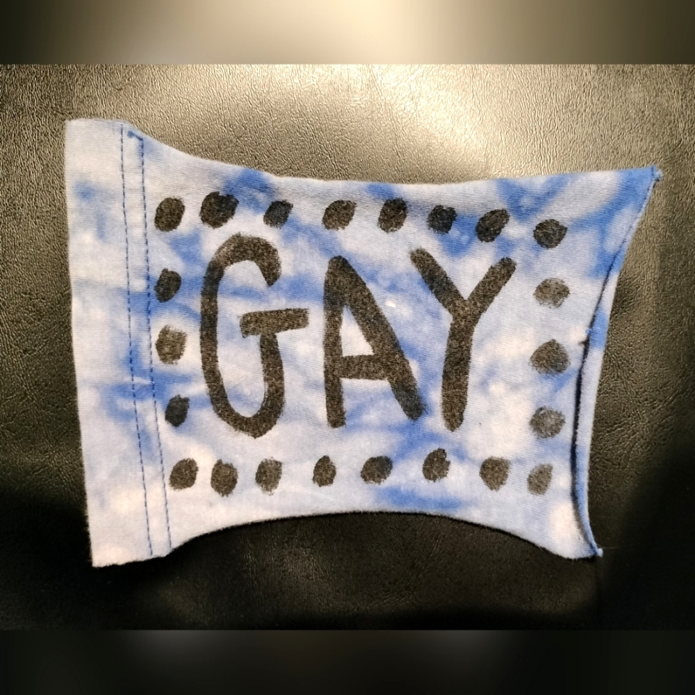Blue Bleach Dyed Polka Dot GAY Patch